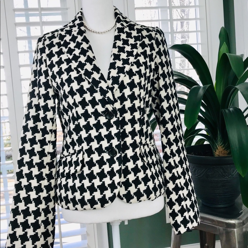 🌟 George Wool Blend Houndstooth Blazer, Size 8